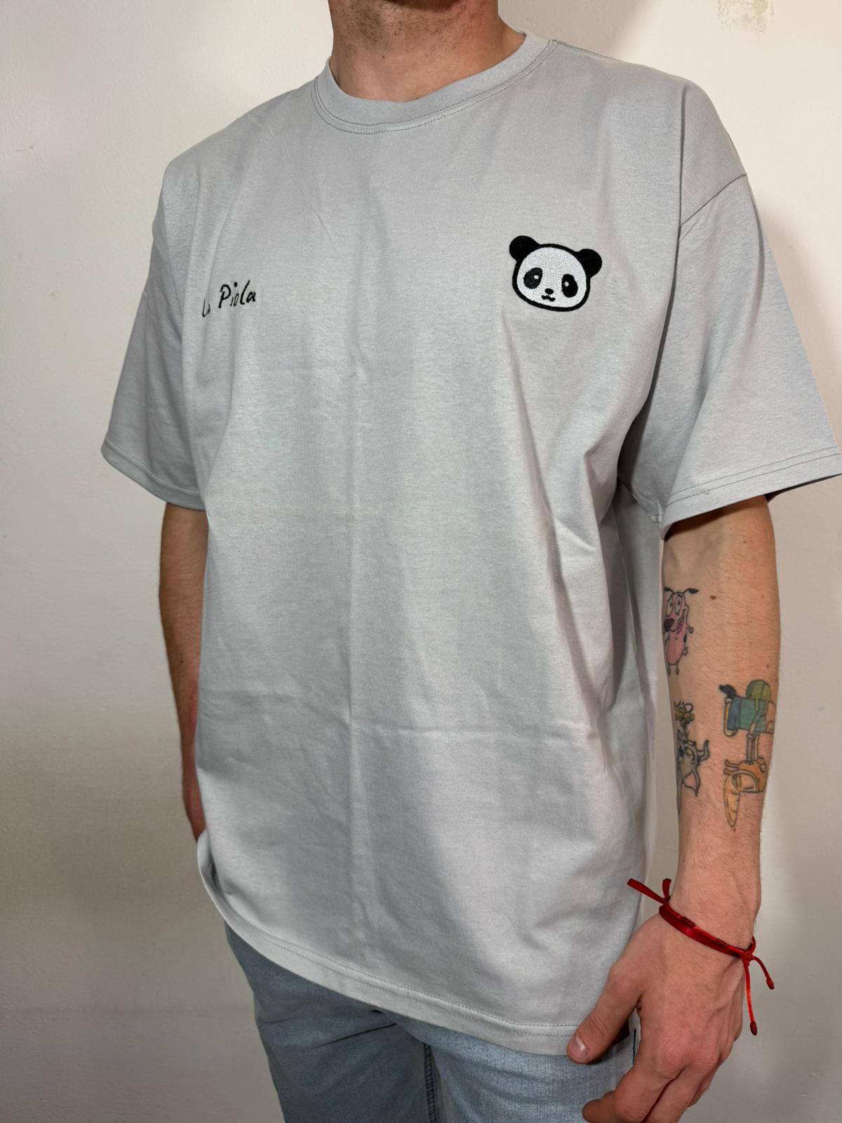 🐼 Remera Panda Oversize Gris Claro