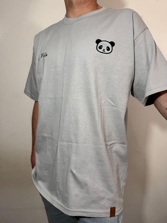 🐼 Remera Panda Oversize Gris Claro