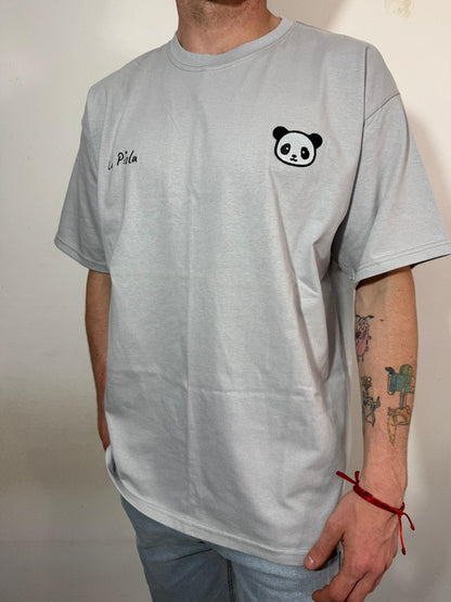 🐼 Remera Panda Oversize Gris Claro